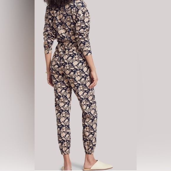 Faherty Linen Blend Savoie Jumpsuit Navy Avignon Meadow Size Small / Medium - Picture 3 of 14